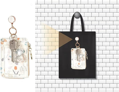 Retractable Badge Holder, Pretty Bling Pink ID Badge Reel with Retractable Cord for Name Card Keychain，Metal Retractable Key Ring for Women Nurse Teacher Student,2 Pack