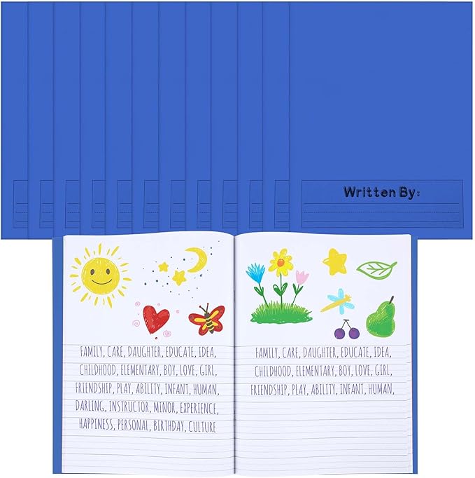 Henoyso 12 Pcs Primary Composition Notebook K-2 9 3/4 x 7 1/2 Inch Primary Journal Blank Writing Book for Kid to Write Draw and Journal 60 Page Notebook Back to School Supplies (Royal Blue)