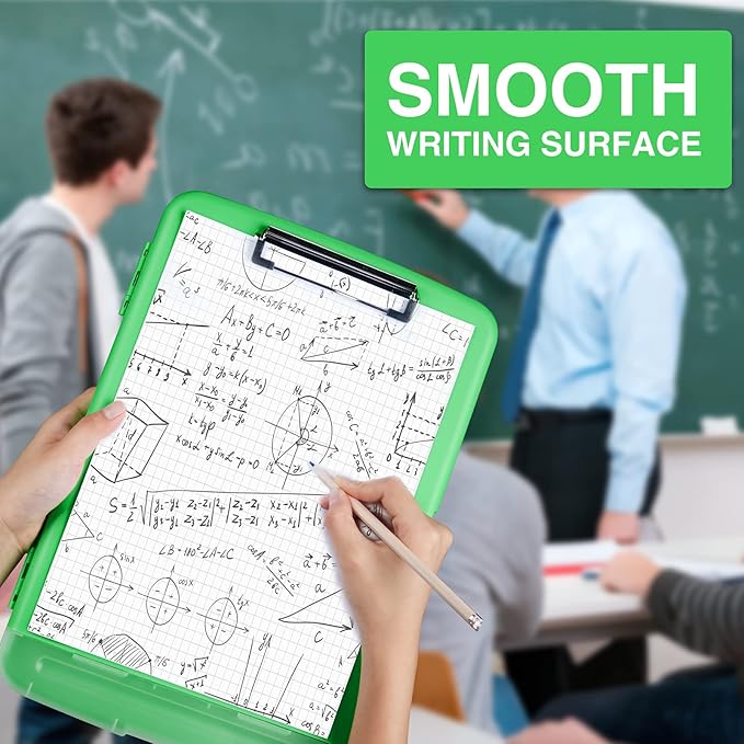 Sooez Clipboard with Storage, High Capacity Nursing Clip Board 8.5 x 11 with Pen Holder & Low Profile Clip, Plastic Clipboards Case Box, Teacher Must Haves School Office Supplies, Letter Size/ A4