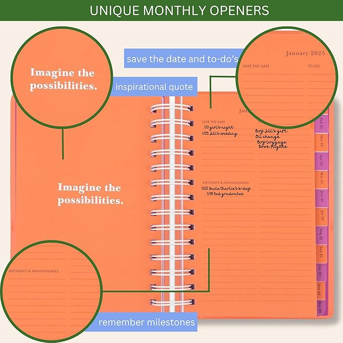 Kate Spade New York Medium Weekly and Monhtly Planner August 2024 - December 2025, Hardcover Spiral Agenda, Daily Planner with Monthly Calendar, Stickers, & Pockets, Your Lucky Day