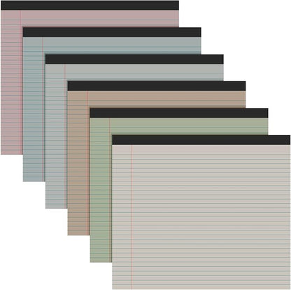 Lincia 6 Pcs 11" x 9.5" Legal Pads College Ruled Notepad Landscape Notebook Horizontal Lined Notebook 80 Gsm Assorted Colors Paper Pastel Writing Pads for School Office, 40 Sheet (Sweet Color)