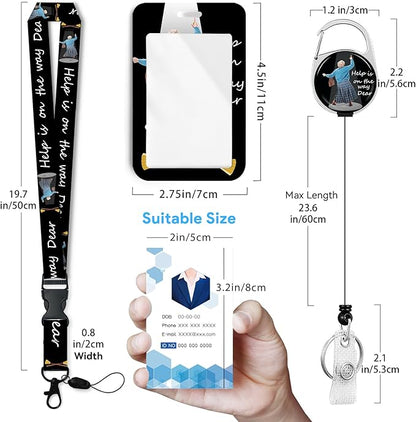 Help is on The Way Badge Holder with Retractable Reel and Breakaway Lanyard，Badge Clips Retractable Heavy Duty Badge Reel，Keychain，ID Holder with Breakaway Lanyard for School Nurse Office Teen