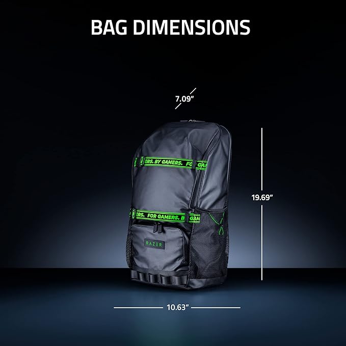 Razer Scout 16" Gaming Laptop Backpack: Lightweight Travel Carry On Computer Bag - Water Resistant - Fits 16 inch Notebook - Black