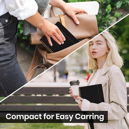 Lined Spiral Journal Notebook for Women, A5 College Ruled Journals for Writing, Hardcover Notebooks for Work, Note taking and Office School Supplies,140 Pages - Black