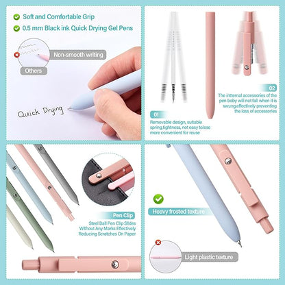 Jutom 39 Pcs Aesthetic Book Annotation Kit Pencil Case Bag with Highlighter Gel Pen 700 Sheets Transparent Sticky Notes Pads Index Tab Bible Study Supplies for School(White,Classic Style)