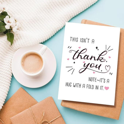 Funny Thank You Card for Women Men, Cute Appreciation Card for Him Her, Thanks Card for Boss Family Teacher, Hug With A Fold In It