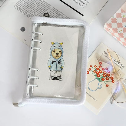 Multibey A5 Binder Cover Clear Soft PVC 6-Ring Binder Budget Evelopes System with Zipper Planner Organizer Refillable Notebook Journal Binder (White, A6)