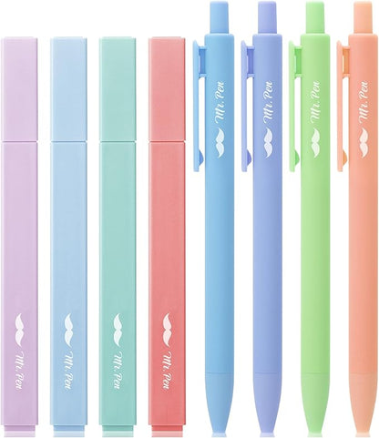 Mr. Pen- Aesthetic Highlighters and Gel Pens, 8 Pack, Assorted Color Highlighters, Colorful Ink Gel Pens, Highlighter Pens, Cute Highlighters, Gel Pens