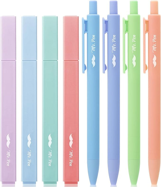 Mr. Pen- Aesthetic Highlighters and Gel Pens, 8 Pack, Assorted Color Highlighters, Colorful Ink Gel Pens, Highlighter Pens, Cute Highlighters, Gel Pens