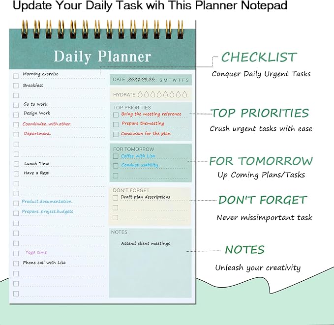 To Do List Notepad, 52 Sheets Undated Daily Planner 2024, 5.2"x7.8" To Do List Notebook, To Do List Planner for School/Office Supplies