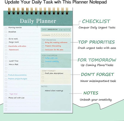 To Do List Notepad, 52 Sheets Undated Daily Planner 2024, 5.2"x7.8" Daily Planner Notebook, To Do List Planner for Home School/Office Supplies