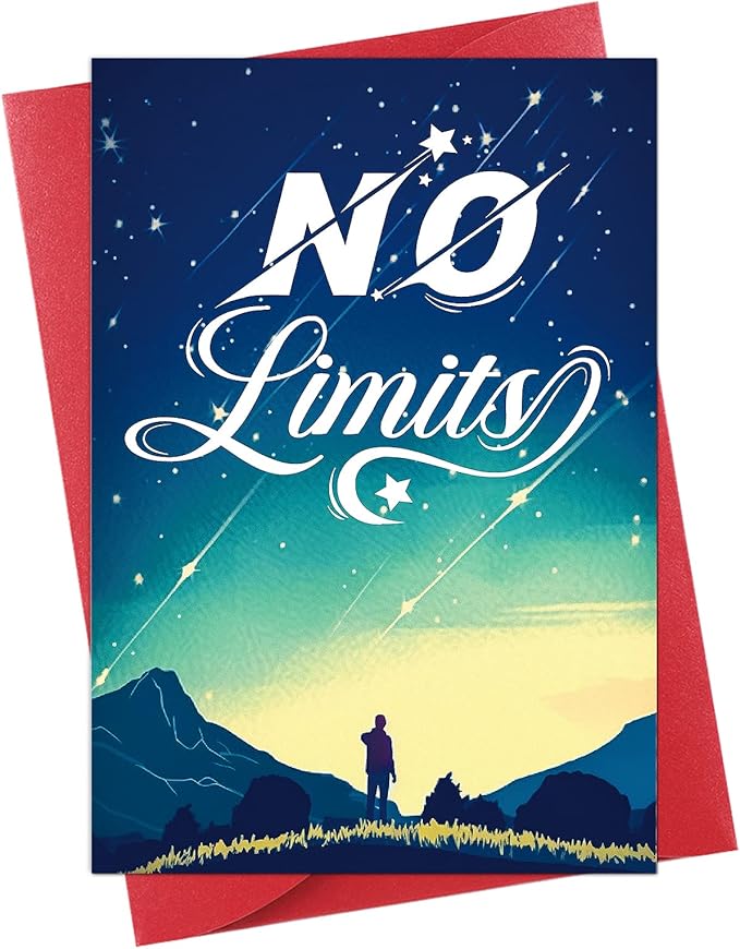 FaCraft Graduation Card 2025, No Limits Congrats Grad Greeting Cards with Envelope, for Preschool Kindergarten Middle School High School College PHD University Master Gradutes