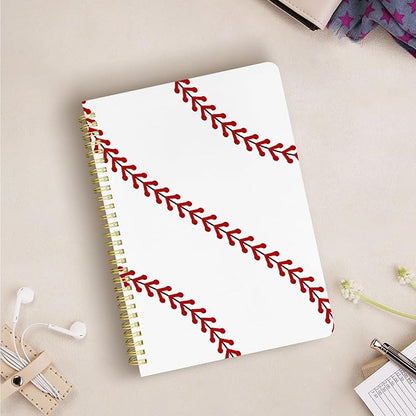 Cute Spiral Notebook journal B5 Aesthetic Pretty Design for Women Girls Kawaii with Pocket, 10 x 7.2 inch, Lined, Baseball