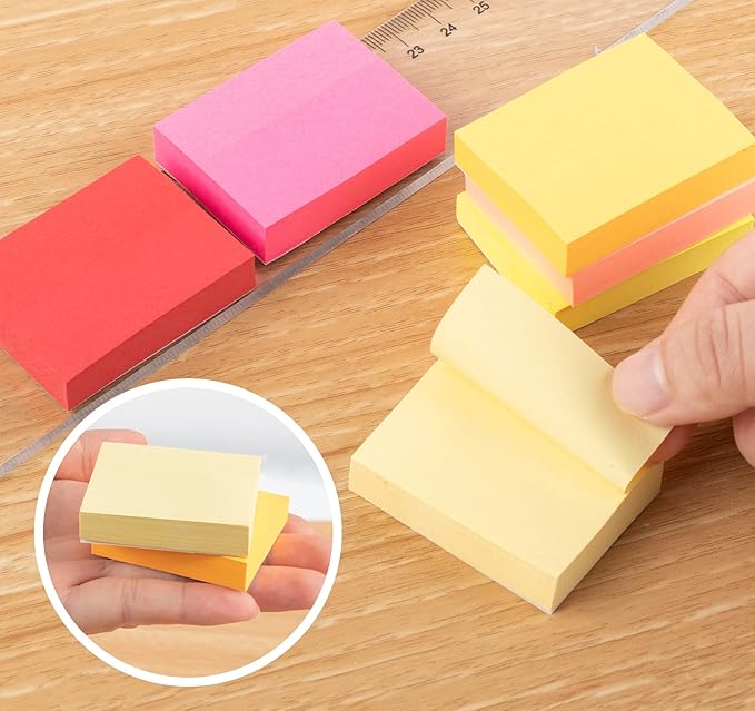1.5 x 2 in Mini Sticky Notes,1200 Sheets Small Sticky Pads Clean Removal, 12 Pads Bright Multi Colors Self-Stick Pads,100 Sheet/Pad Colorful Stickies Notes Pads Ideal for Office,Home,School,Meeting