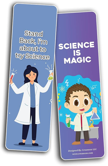 Creanoso Mad Scientist Bookmarks (2-Sets X 6 Cards) – Daily Inspirational Card Set – Interesting Book Page Clippers – Great Gifts for Adults and Professionals