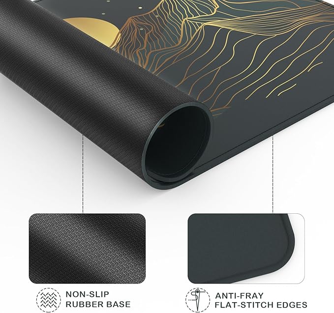 eulps Mouse Pad with Stitched Edge, Multiple Patterns Computer Mouse Pads with Non-Slip Rubber Base, Washable Cloth Mousepad, for Gaming, Laptop, PC (Lunar Peaks)