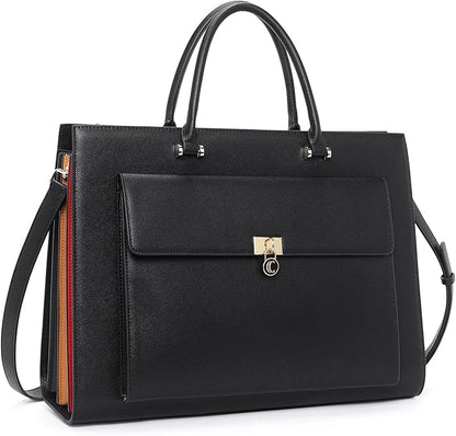 CLUCI Briefcase for Women Vegan Leather 15.6 Inch Laptop Bag Large Pocket Business Ladies Shoulder Bag
