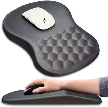 Hokafenle Ergonomic Mouse Pad Wrist Support with Massage Design, Wrist Rest Pain Relief Mousepad with Memory Foam&Non-Slip PU Base, Mouse Pads for Wireless Mouse & Desk (12x8 inch,Gray)
