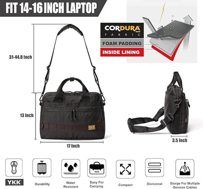 Rough Enough 16 Inch Laptop Bag Tablet Carrying Case Briefcase for Travel Business with Accessory Pocket Shoulder Handle Cordura Black