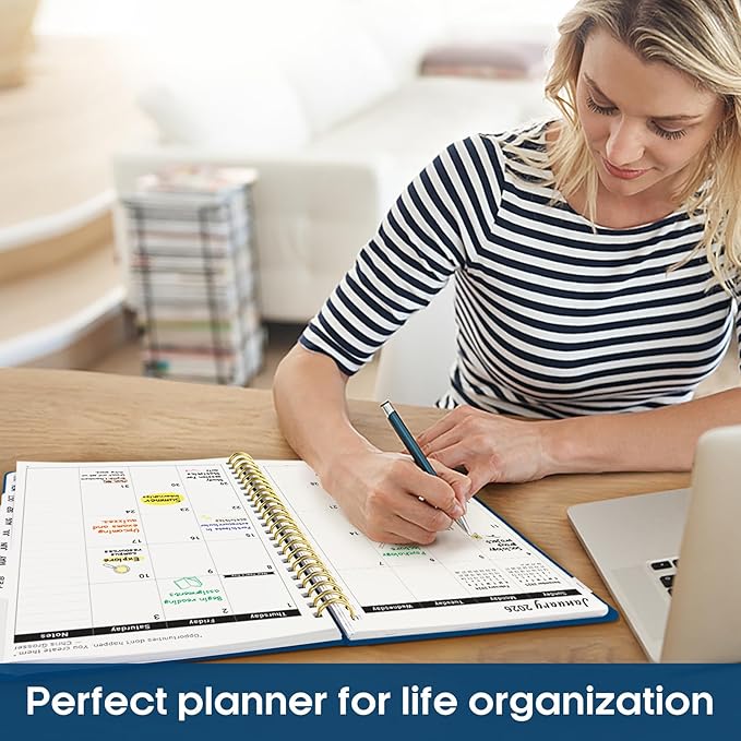 2026 Planner, Weekly and Monthly Calender Planner, Jan 2026 to Dec 2026, Hardcover 2026 Calendar Planner Book with Tabs & Inner Pocket, Office Home School Supplies for Women & Men - A4 (8.5" x 11"), Navy Blue