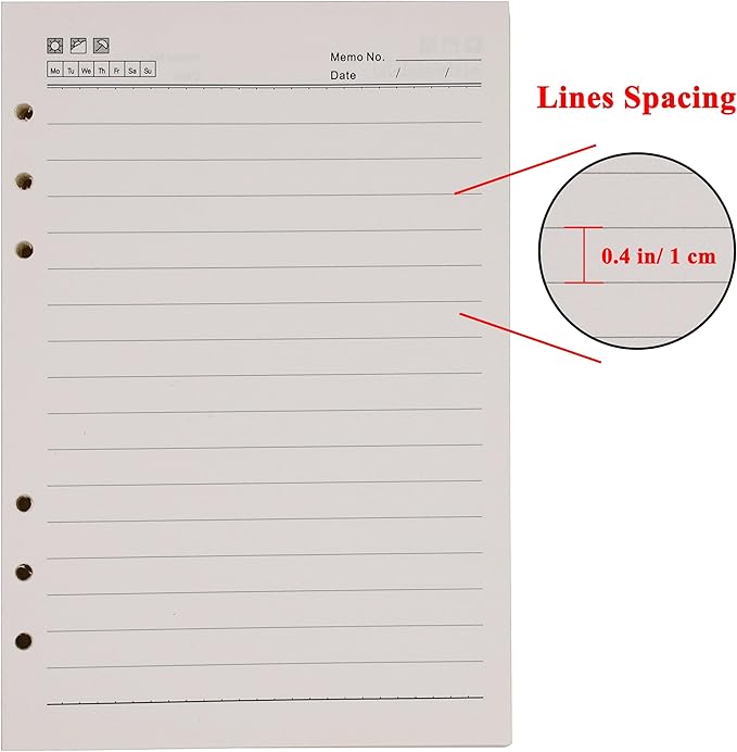 SAYEEC A5 Refill Paper Loose Leaf Lined Paper for A5 Planner Organizer, 80 Sheets 6 Holes Ring Binder Planner for Journals Notebooks Diaries Inserts (3 Pack Refillable Paper)