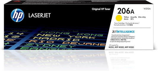 HP 206A Yellow Toner Cartridge | Works with HP Color LaserJet Pro M255, HP Color LaserJet Pro MFP M282, M283 Series | W2112A