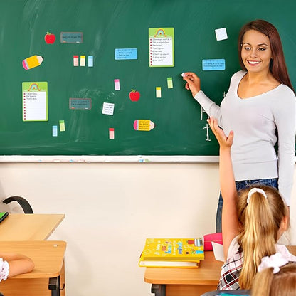 Teacher Themed Sticky Notes Set - Blackboard Pencil Apple Shape Self-Stick Note Pads Teacher Appreciation Gift Writing Memo Pads Page Marker Back to School Office Supplies, 550 Sheets (Yellow)