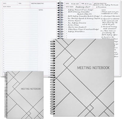 2 Pack Meeting Notebooks for Work, Spiral-Bound Daily Planner for Project Management, Office, Business, Note Taking, Organizer (160 Pages, 8.5 x 11 In)