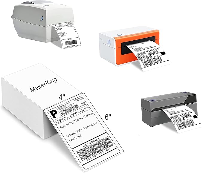 4x6 Thermal Labels, White Mailing Fanfold Postage Direct Thermal Printer Shipping Label (100 4x6 Fanfold Labels), Compatible with Rollo, MUNBYN, iDPRT, Polono, Zebra Thermal Label Printer