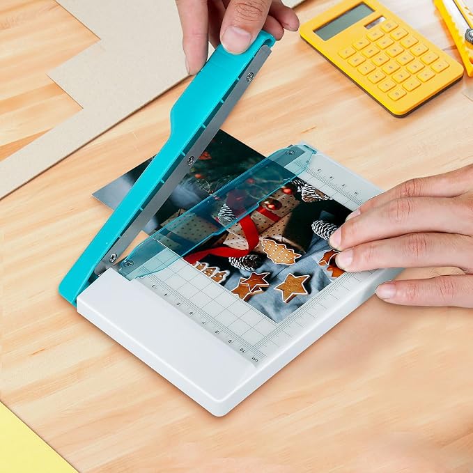 Paper Cutter, 6in Cut Length Small Paper Cutter with Safety Guard Stack Paper Trimmer Portable Curved Strip Paper Cutters Guillotine Paper Cutter for Cutting Coupon Craft Paper Card and Photo
