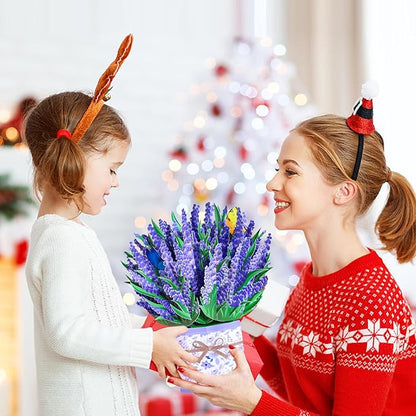 Lavender Bouquet Pop Up Card, 3D Flower Greeting Card with Envelope for Any Occasion, Birthday, Mother's Day, Anniversary, Valentines Day, Foldable Flower Cards for Wife or Friends