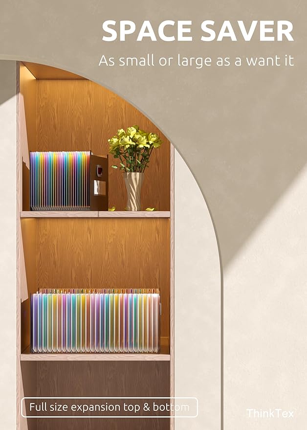 ThinkTex 26 Pockets Expanding File Folder, Upright & Open Top, A-Z Colorful Tabs, Larger Capacity Accordian Folder, Letter/A4 Size for School, Home and Office