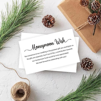 50 Honeymoon Wish Cards, No Gifts Request Wedding, Wedding Invitation Insert Cards, Honeymoon Fund Wish Cards (3.5" x 2")