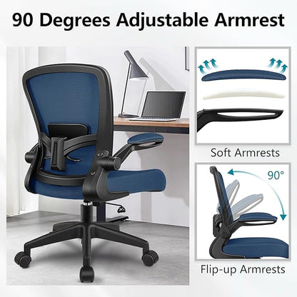 FelixKing Office Chair, Ergonomic Desk Chair Breathable Mesh Chair with Adjustable High Back Lumbar Support Flip-up Armrests, Executive Rolling Swivel Comfy Task Computer Chair for Home Office