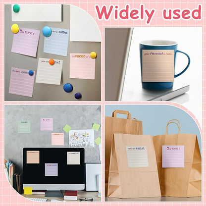 Yinder 24 Pcs Inspirational Sticky Notes with Lines Cute Motivational Sticky Notes Pad Employee Appreciation Gifts Bulk for Teacher Nurse Coworkers Office Supplies 3 x 3''(Aesthetics,Appreciation)