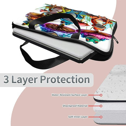 Universal Tablet Laptop Sleeve Case 10 inch, Color Frog Mushrooms Slim Carrying Case Durable Handbag Travel Laptop Bag for 7 to 10-inch Laptops/Notebook/Kids Tablet/ipad/eBook Readers