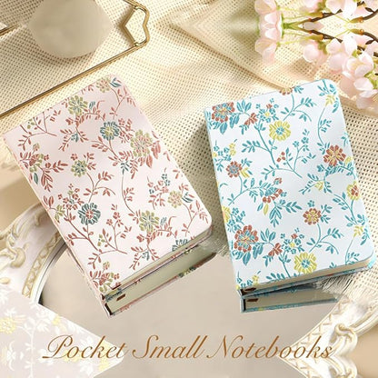 Pocket Notebook, A6, 4x6, Silk Cover, Hardcover, Lay Flat, Small Embroidered Journal, Cute Notebook, Lined Notebook & Sketchbook, Personal Writing Journal for Women, Beautiful Notebook, Pink