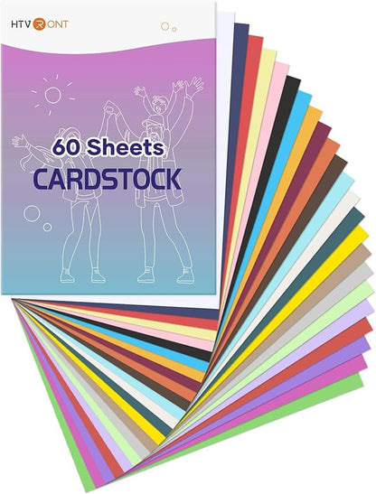 60 Sheets HTVRONT Colored Cardstock Paper - Assorted 23 Colors Cardstock A4 Size 230gsm Thick Cards for Card Making, DIY Craft, Decors and Paper Crafting Printer