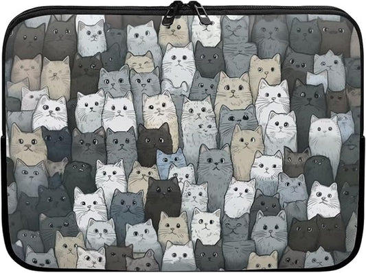 Cartoon Cat Printed Computer Bags for Laptops, Water Resistant 15 Inch Laptop Bag Laptop Briefcase Travel Case for Women Men Teens, Compatible with Most Laptops