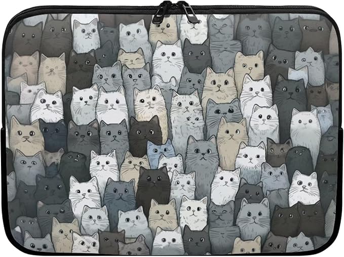 Cartoon Cat Printed Computer Bags for Laptops, Water Resistant 13 Inch Laptop Bag Laptop Briefcase Travel Case for Women Men Teens, Compatible with Most Laptops