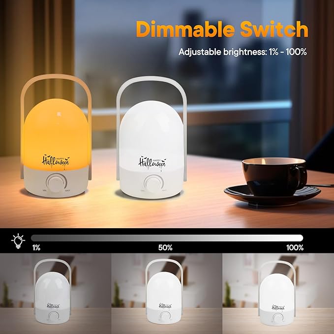 Rechargeable Lamp 1200mAh Small Bedside Rechargeable Lanterns Dimmable Led Cordless Tent Light Holiday Gifts Work,White A