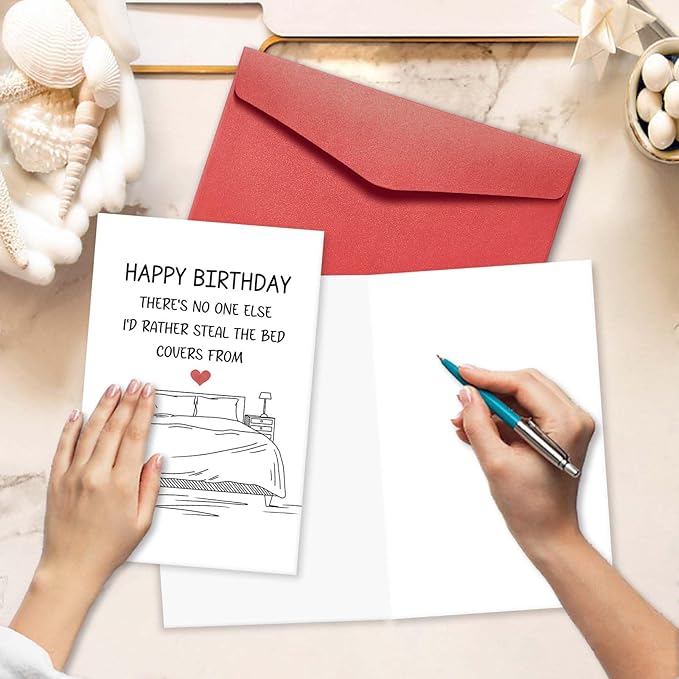 Romantic Birthday Card for Husband Wife Boyfriend Girlfriend, Humorous Birthday Gifts for Man Woman, Steal The Bed Covers Birthday Card