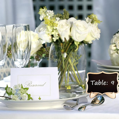 24 Pcs Small Chalkboard Labels with Easel Stand, Mini Chalkboard Signs, Wooden Blackboard for Table Numbers, Food Signs, Wedding Signs, Place Cards and Event Decoration, with 1 Liquid Chalk