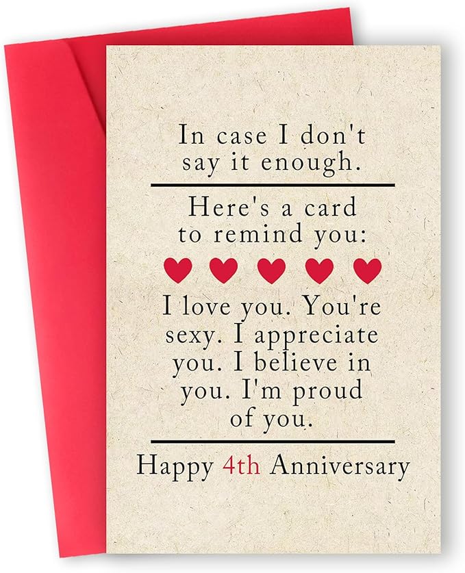 4th for Him & Her: Happy 4th Wedding Anniversary Card for Couples