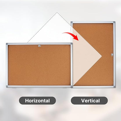 Outdoor Enclosed Cork Bulletin Board Tamper-Proof Dispaly Case, Aluminium Frame, Weatherproof Cork Noticeboard, Enclosed Cork Board for School, Office, Restaurant, Hospital etc（38 * 26inches）