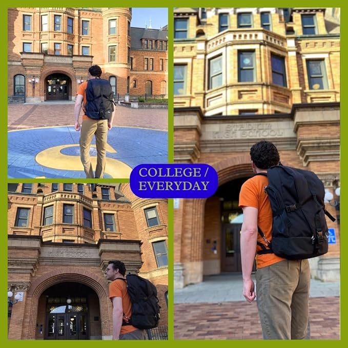 Skyway Luggage Rainier Weekender Backpack, Eco-Friendly, Made of 100% rPET Travel Laptop Bag for Women & Men, Flight Approved Carry On Bag, 43L, Crater Black