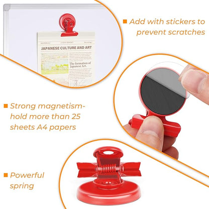 20 Pack Magnetic Clips Fridge Magnet, Refrigerator Magnets, Strong Magnets with Clips for Whiteboard, Home Office, Cruise (Light Red)