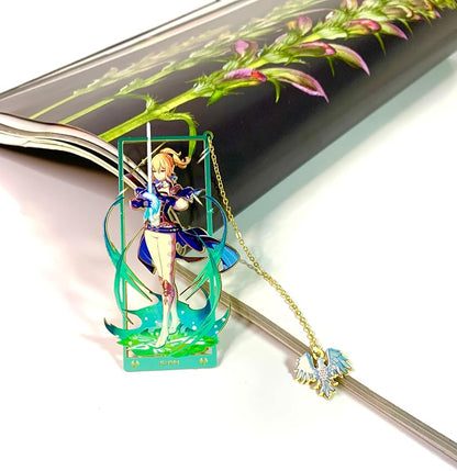 Genshin Impact Jean Metal Bookmark - Anime Figure Merch with 3D Display Box - Birthday Gifts for Fans Friends Gamer Book Lovers - Zllada
