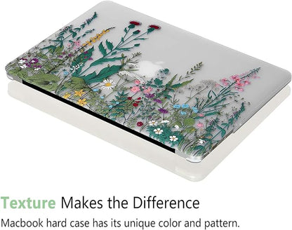 Case for MacBook Pro 13 inch M2 M1 A2338 A2289 A2251 A2159 A1989 A1706 2023-2016 Release with Touch ID, 6 in 1 Matte Clear Shell&Keyboard Cover&Screen Protector&Webcam Cover, Garden Flower
