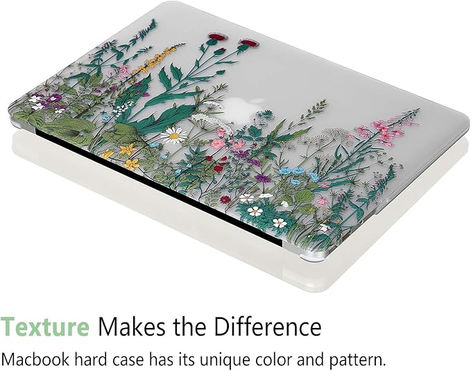 Case for MacBook Air 13.6 inch M3 A3113 M2 A2681 2024 2023 2022 Release with Liquid Display Touch ID, 5 in 1 Plastic Hard Shell&Keyboard Cover&Screen Protector&Webcam Cover, Garden Flower